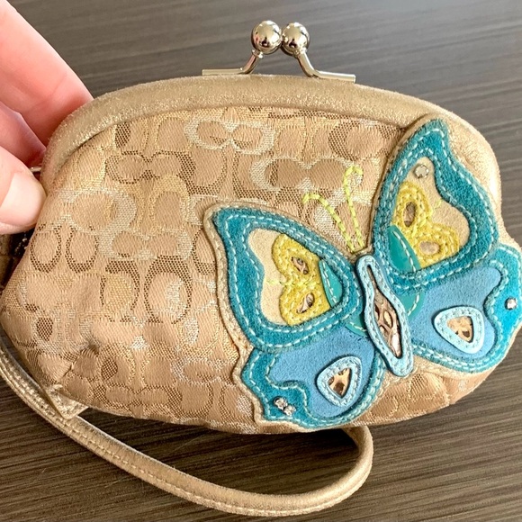 2005 Coach Butterfly Lurex Kisslock Wristlet - Picture 1 of 5